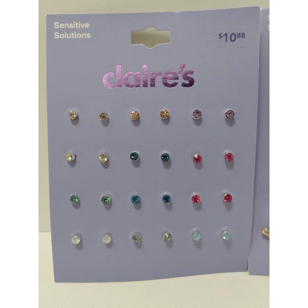Claires Sensitive Solutions Earring Set 24 Pairs Celestial Stars Moon Rhinestone